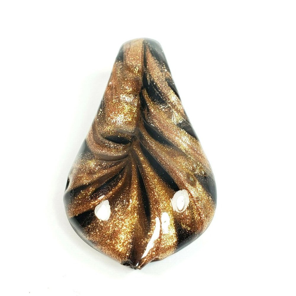 Black and Bronze Glass Pendant for Necklace